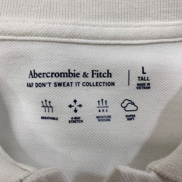 Abercrombie Fitch Shirt Mens LT Large Tall White Navy Don't Sweat It Collection - Picture 4 of 10